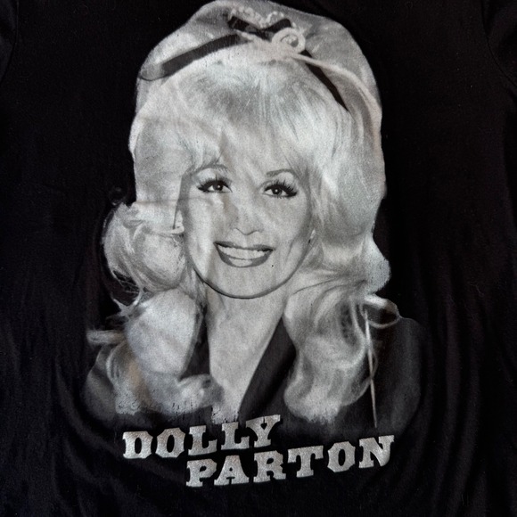 Dolly Parton Tops - Dolly Parton Graphic T-Shirt Black Cotton Short Sleeve Crew Neck Women Medium